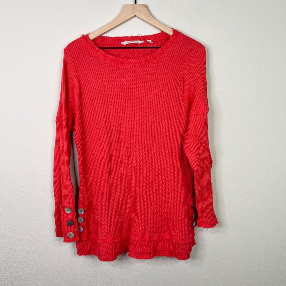 Soft Surroundings Thermal Waffle Knit Long Sleeve Shirt Size Medium Petite Fall